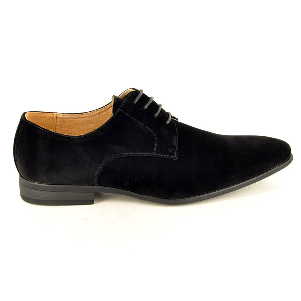 BLACK SUEDE POINTED LACE UP SHOES - The Sole Box