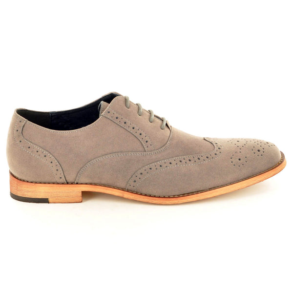 CLASSIC BROGUES IN GREY FAUX SUEDE - The Sole Box