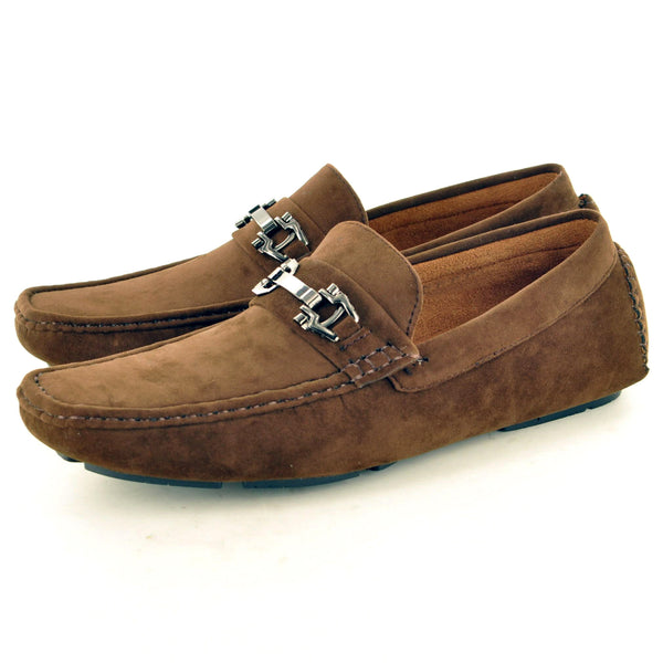 CASUAL BROWN SUEDE BUCKLED LOAFERS - The Sole Box