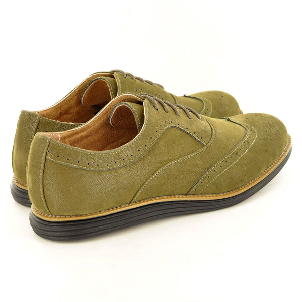 LACE UP BROGUES IN KHAKI SUEDE WITH CONTRAST SOLE - The Sole Box