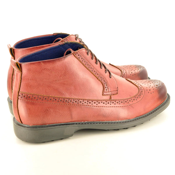 CASUAL BROGUE BOOTS IN BURGUNDY-RED