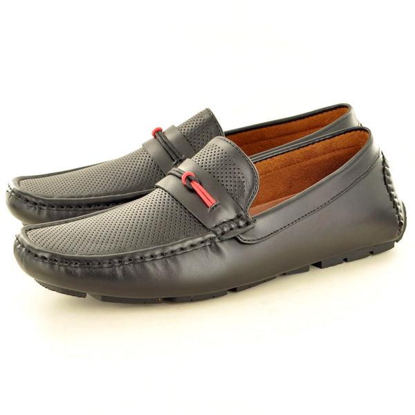 PERFORATED STRAP LOAFERS IN BLACK
